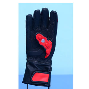 ถุงมือมอเตอร์ไซค์หนังวัวสีแดงดำแบบสั่งทำพิเศษสำหรับฤดูหนาว  แบบเต็มนิ้ว พร้อมแผ่นป้องกันข้อนิ้ว - Product Image 5