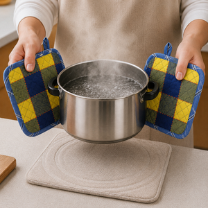 Porte-ustensiles en coton 100% de haute qualité, style à carreaux, en coton, pour la cuisine, au prix le plus bas, fournisseur en Inde. - Product Image 1
