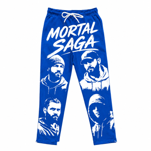 Pantalon de jogging droit en molleton de coton gris pour homme Mortal Saga, taille élastique avec cordon de serrage, imprimé, idéal pour l'été - Product Image 4