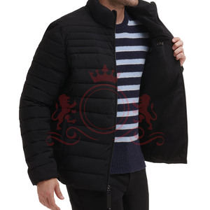 <b>Men</b> Black Puffer <b>Jacket</b> <b>Lightweight</b> Quilted Stand Collar Full Zip Custom Logo Puffer <b>Jacket</b> - Product Image 4