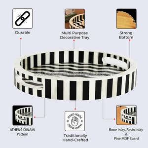 Bandeja decorativa con incrustaciones de resina con diseño de Dinami de 12x12 pulgadas, pieza hecha a mano de calidad de exportación, Ideal para hotel doméstico moderno y corporativo - Product Image 4
