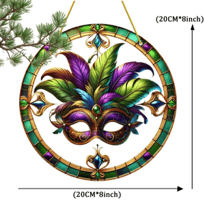 CIFbuy Maschera di Carnevale Leggera Dipinta a Mano, Ornamento Colorato in Acrilico da Appendere alla Finestra, Decorazione da Giardino, Acchiappasole in Cristallo - Product Image 2