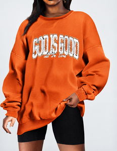 Women's Casual Solid Knitted Hoodie Long Sleeve Fleece Sweatshirt Crewneck Autumn Winter Letter Customizable Front Printed - Product Image 4