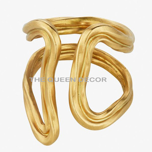 แหวนรัดผ้าเช็ดปากอะลูมิเนียมดีไซน์รูปมือ ประดับด้วยสีทองอร่าม สำหรับใช้ในงานแต่งงานและบนโต๊ะอาหาร - Product Image 4