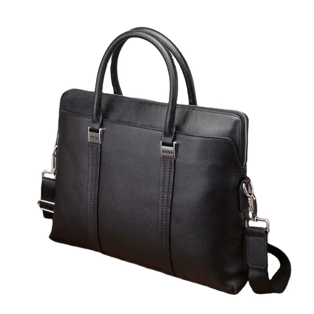Men Genuine Leather Antique Black Business Briefcase 15" Laptop Case Attached Portfolio Bag Tote Shoulder Messenger Bag LKU-0338