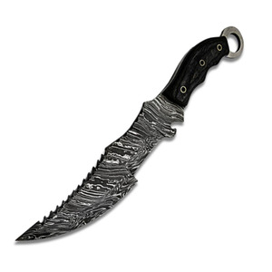 Customizable Tracker Knives with Damascus Steel Blade and Horn Handle for Camping Featuring Tracker Knifes With Leather Sheath - Product Image 1