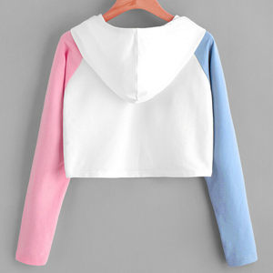 เสื้อฮู้ดครอปแขนยาวสำหรับผู้หญิง สั่งทำขายส่งจากอเมริกา เสื้อฮู้ดลำลองสำหรับฤดูหนาว สไตล์สตรีทแฟชั่น ผู้ผลิตจากโรงงาน สินค้าใหม่ - Product Image 4