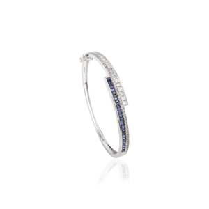 18k Yellow Gold Rhodium Plated Emerald Charm <b>Bangle</b> <b>Bracelet</b> - Product Image 5