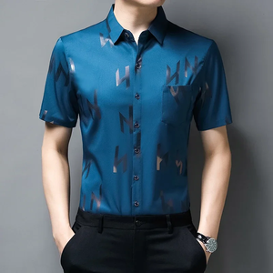 New Men's Business Casual Short Sleeved Shirt <b>No</b> Iron and Wrinkle Resistant Top - Product Image 4