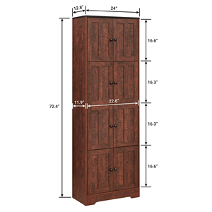 Armadio Alto a 8 Ante e 4 Ripiani, Resistente e Montabile a Parete, per Soggiorno, Cucina, Ufficio, Camera da Letto, Bagno e Home Bar - Product Image 5