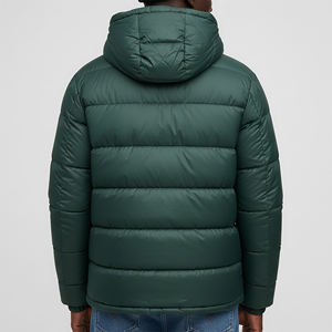 Chaqueta Acolchada de Lona Verde con Capucha para Hombre, Bordado con Logotipo Frontal, Resistente al Viento, Impermeable, Ecológica, Abrigo Casual de Invierno, Corte Regular - Product Image 5