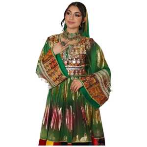 Último Modelo 2026, Vestido Casual Afgano Kuchi de Encaje hasta la Rodilla, Hecho a Mano, Tribal, Tradicional, Bordado, Vestido Afgano para Mujer, para Festivales - Product Image 1