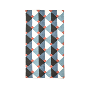 Alfombra de Área Tejida a Mano de Lana con Diseño Geométrico 3D en Cubos, Azul Terracota, Carbón, Blanco Hueso, Moderna para Sala de Estar - Product Image 1
