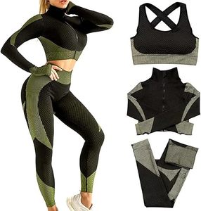 Yoga Set <b>Women</b> 2 Piece High Waist Leggings Crop <b>Top</b> Solid Color Spaghetti Strap Ribbed Washed Active Stretch Breathable - Product Image 3