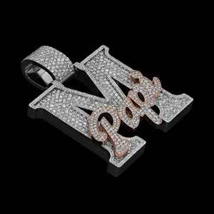 Hip Hop Luxury Custom Moissanite <b>Charm</b> Pendant 925 <b>Silver</b> Fully Iced Out with for Certificate - Product Image 1