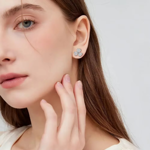 Classic White Gold Diamond <b>Stud</b> <b>Earrings</b> Round Brilliant Cut Natural D Color IGI Certified Women's Everyday Wear Ramdut Ear 0068 - Product Image 3