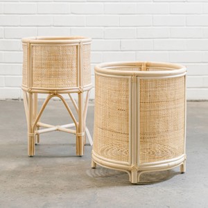 Estante de ratán hecho a mano para jardín, maceta de ratán para plantas de bambú natural, decoraciones verdes para exteriores - Product Image 1