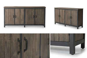 Commode Azora Orpi rustique moderne, buffet élégant en teck, finition mate, design industriel contemporain, armoire de rangement pour chambre à coucher - Product Image 6