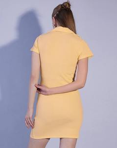 Vestido ajustado de manga corta premium con cuello redondo, minivestido de punto, producción OEM - Product Image 6