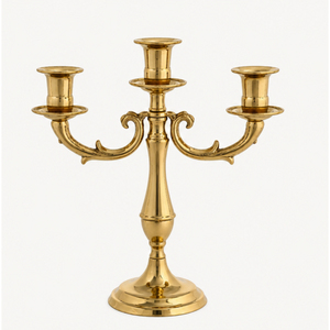 Candelabro de Latón de 3 Brazos Estilo Vintage, Portavelas de Metal Dorado para Centro de Mesa de Boda, Eventos y Decoración de Mesa de Comedor - Product Image 3
