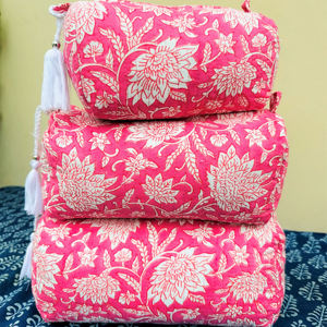 Quilted Floral Print Toiletry Bags Large Indian Cotton Travel <b>Makeup</b> Pouches Fashion Cosmetic Bags And <b>Cases</b> Quilted Wash Bag - Product Image 1