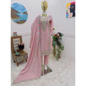 ชุดงานปักลายผ้าไหมผ้าลายชีนอนพร้อมชุดสีชมพู - Product Image 1