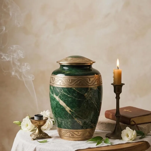 Green Marble Aluminum Cremation Urn Engraved Memorial <b>Keepsake</b> Casket for Adult <b>Ashes</b> Custom Commemoration - Product Image 4