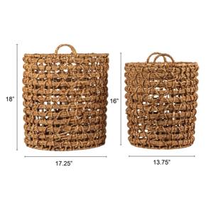 Panier en jacinthe d'eau, lot de 2, fait main, panier de rangement, vente en gros, écologique, fabriqué au Vietnam - Product Image 3