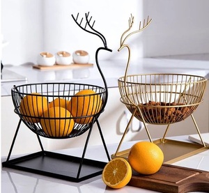 Large Decorative Metal Fruit <b>Basket</b> For Dining <b>Table</b> Centerpiece With Durable Iron Wire Construction And Modern Style - Product Image 6