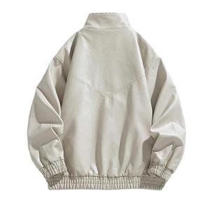Unisex PU Windproof <b>Jacket</b> Full Sleeve Autumn Style Beige Color Waterproof Racing Motor <b>Bike</b> Leather <b>Jackets</b> - Product Image 2