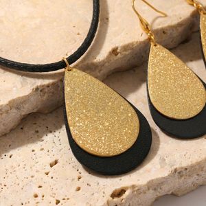 Ensemble de bijoux tendance en acier inoxydable noir en forme de goutte d'eau pour fête, fiançailles, cadeau avec emballage personnalisé - Product Image 5