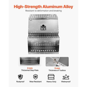 24\" X 27.5\" X 25.4\" Heavy Duty Aluminum Semi-Truck <b>Side</b> Mount Tool Box Waterproof <b>Side</b> Storage Saddle Step Box - Product Image 2