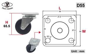 Faible MOQ, roulettes pivotantes TPR de 50 mm D55 pour bureaux et chaises mobiles - Product Image 2