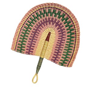 Artisan made green <b>pink</b> woven seagrass <b>fan</b> decorative hand held cooling <b>fan</b> traditional ethnic style <b>fan</b> for home interior styli - Product Image 4