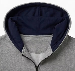 Sweat-shirt à capuche zippé pour homme, en molleton épais, avec logo personnalisé de haute qualité, bandes contrastées, vêtements de sport d'hiver - Product Image 2