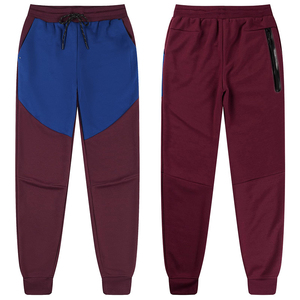 Premium Custom Men's Tech Fleece Zipper Tracksuit Maroon Royal Blue Color Block Full Zip Hoodie <b>Matching</b> <b>Jogger</b> Pants <b>Set</b> OEM - Product Image 5