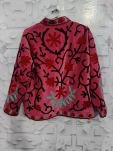 Abrigo de Mujer con Bordado Floral Rosa, Chaqueta de Tela Suave, Ropa Exterior Informal - Product Image 3