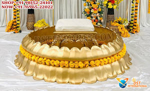 Haldi Theme Fiberglass Golden Urli Tub with <b>Stool</b> Vibrant Vatna Ceremony Stage Setup Buy Large Size Floral Shaped Haldi Tub USA - Product Image 6