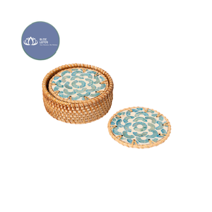 SUPER VENTAS Posavasos de Cerámica y Ratán Natural Sostenible con Diseño Floral, Venta al Por Mayor - Product Image 3