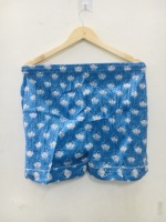 Haut de nuit à manches courtes pour femme, imprimé floral bleu, 100 % coton, boutonné devant, décontracté, pour l'été