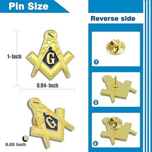 Lot de 10/20/50/100 épingles de revers maçonniques en métal – Broche souvenir de la Franc-Maçonnerie - Product Image 4