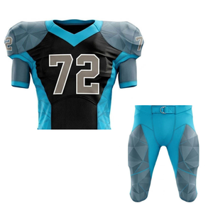 Conjunto de Uniforme de Fútbol Americano Personalizado para Hombre, Transpirable, Ecológico, 100% Poliéster, Jersey Acolchado con Cuello en V y Diseño Sublimado - Product Image 3