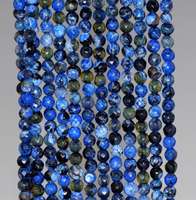 Perles d'agate de feu naturelle bleu foncé, facettées, rondes, lisses et polies, pour la fabrication de bijoux, vente en gros
