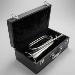 Trompeta de Latón Resistente Obexa con Acabado Plateado |   Corneta de Señalización para Desfiles de Scouts y Cadetes con Válvula de Pistón Giratorio y Estuche de Transporte - Product Image 1