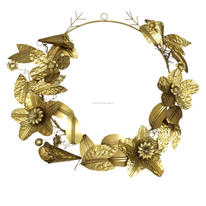 Nouvelle guirlande de noël décoration de noël pendentif feuille d'or feuille verte tenture murale bande de pin doux - Product Image 1