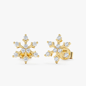 Pendientes de Diamantes Cultivados en Laboratorio, Corte Brillante Redondo, Oro Amarillo, de Lujo - Product Image 1