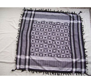 Super Quality 100% Cotton Handloom Knitted Arab Keffiyeh Shemagh <b>Scarf</b> with Skull Pattern Embroidered <b>Chiffon</b> Shawl Style - Product Image 3