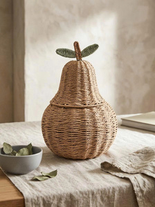 Panier de rangement pour enfants en corde de papier naturelle, tressé en jonc de mer, en forme de poire, pour chambre d'enfant, organisateur de jouets - Tendance actuelle - Product Image 6