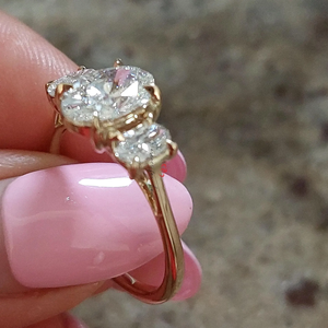 Anillo de Compromiso con Tres Diamantes, Oro Sólido de 18K, Chapado en Oro Rosa, Engaste de Garras, Joyería Fina Clásica para Mujer, Certificado GIA - Product Image 2
