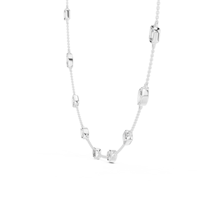 Cadena de oro amarillo de 18 quilates asequible, adornada con esmeraldas cultivadas en laboratorio y diamantes de corte marquesa, ideal para fiestas, bodas, uso diario y en la oficina. - Product Image 2